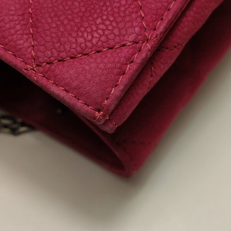 Chanel 2.55 Bag磨砂皮純色菱格絎縫矩形旋扣單肩包-16