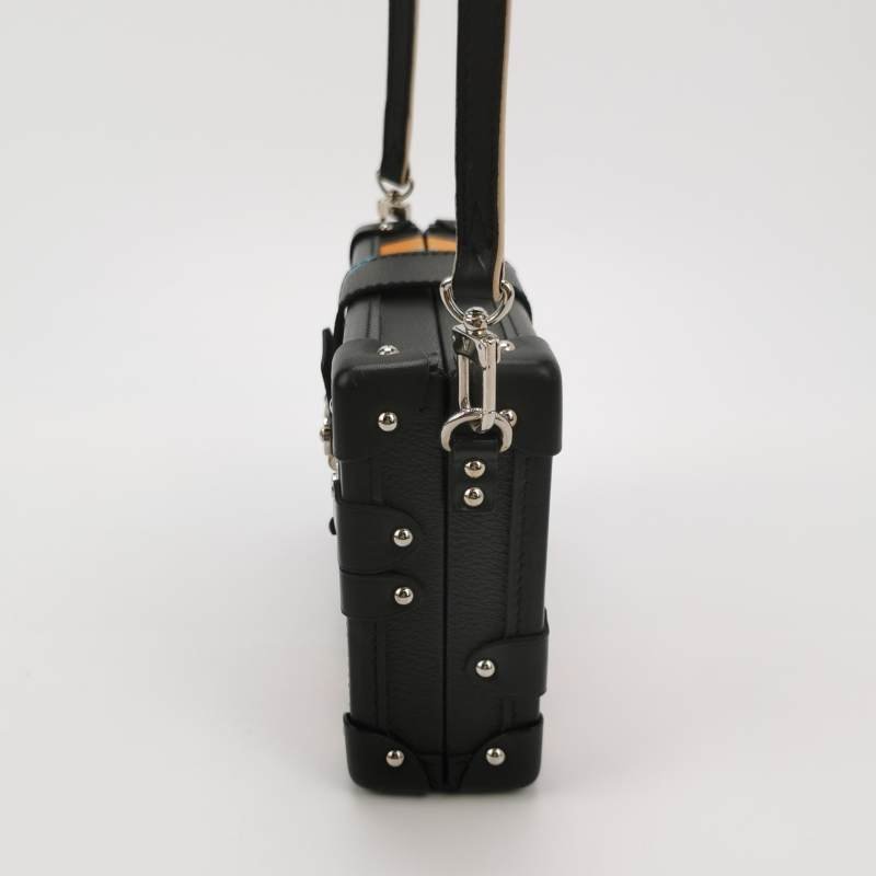 Louis Vuitton(LV)Petite Malle小盒子小號牛皮拼色老花S-lock鎖扣斜挎包-2