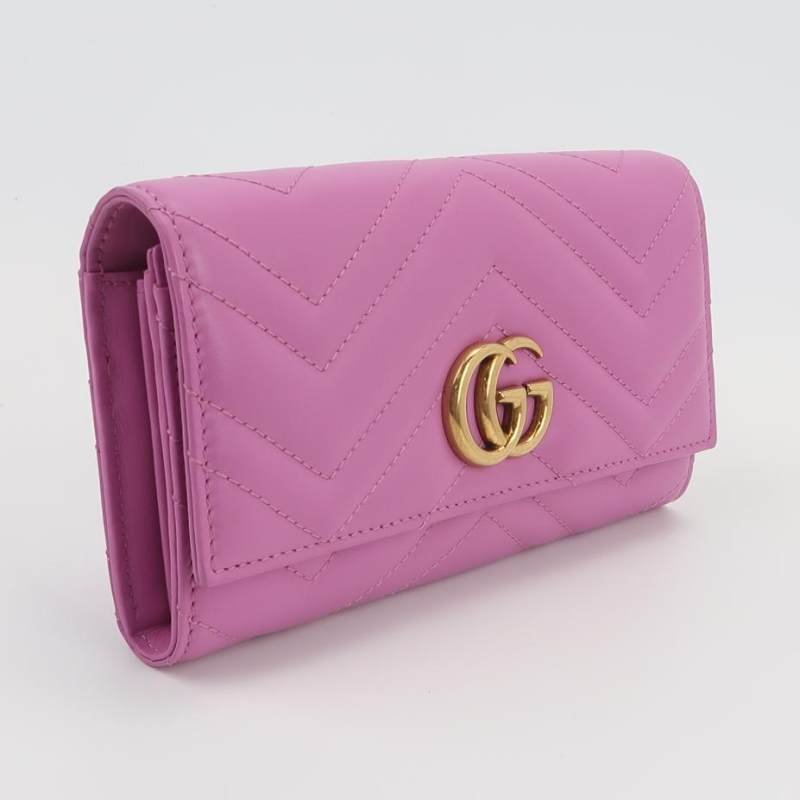 Gucci GG Marmont牛皮純色V紋絎縫雙G標誌手拿包 9.8新-2