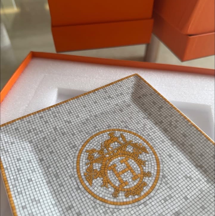 🎄聖誕禮物🎄 全新Hermes 金色馬賽克 正方形盤-5