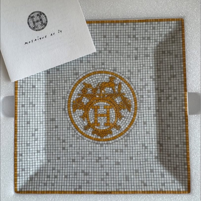 🎄聖誕禮物🎄 全新Hermes 金色馬賽克 正方形盤-6