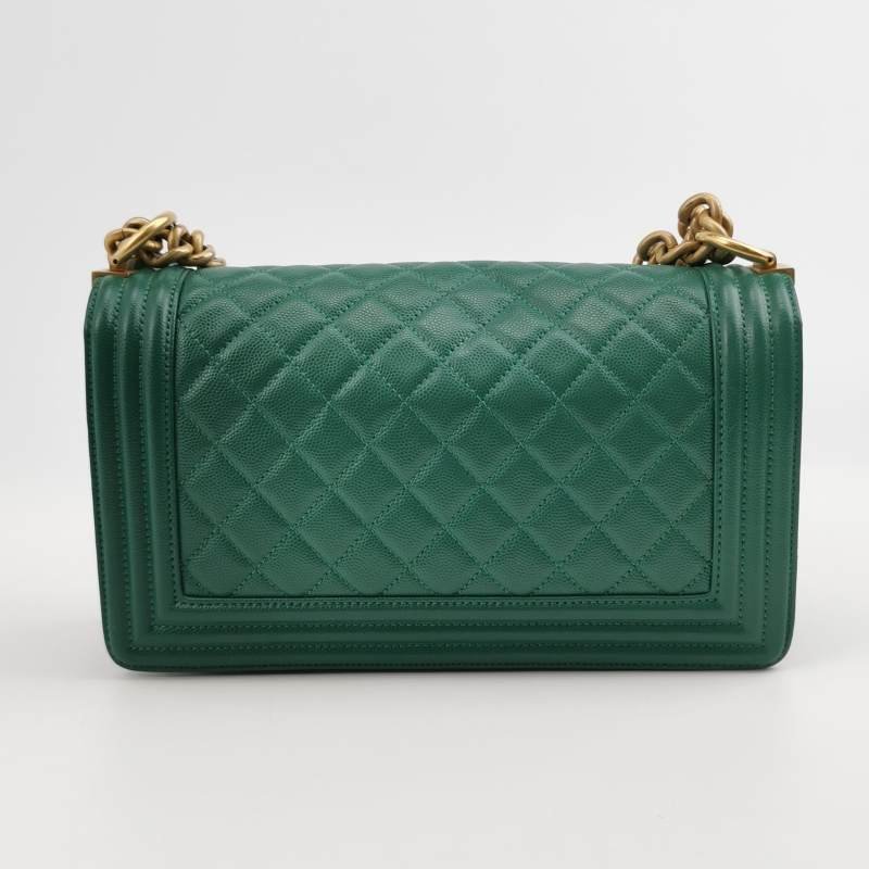 Chanel Leboy季節限定款中號牛皮菱格絎縫方形雙C鎖扣單肩包-4