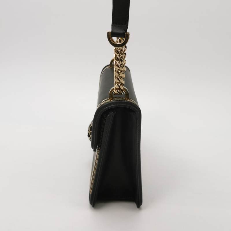 Bvlgari Serpenti Diamond小號牛皮蛇頭扣環單肩包斜挎包-2