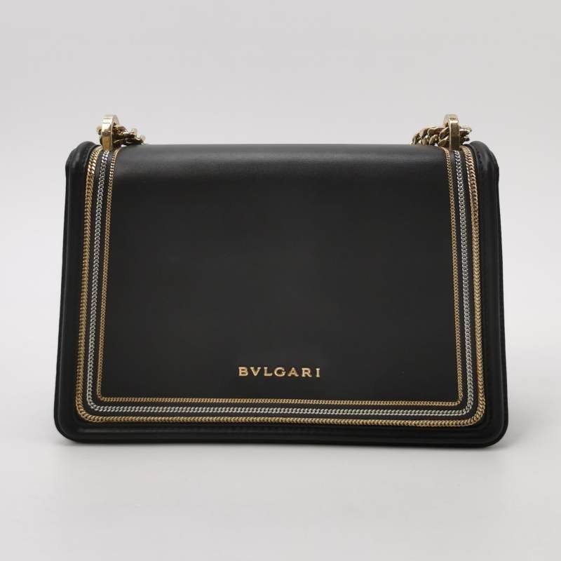 Bvlgari Serpenti Diamond小號牛皮蛇頭扣環單肩包斜挎包-4