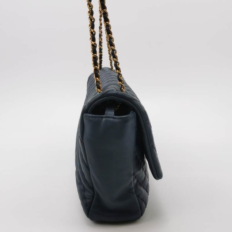 Chanel Flap Bag牛皮V紋絎縫雙C扣皮穿鏈單肩包-3