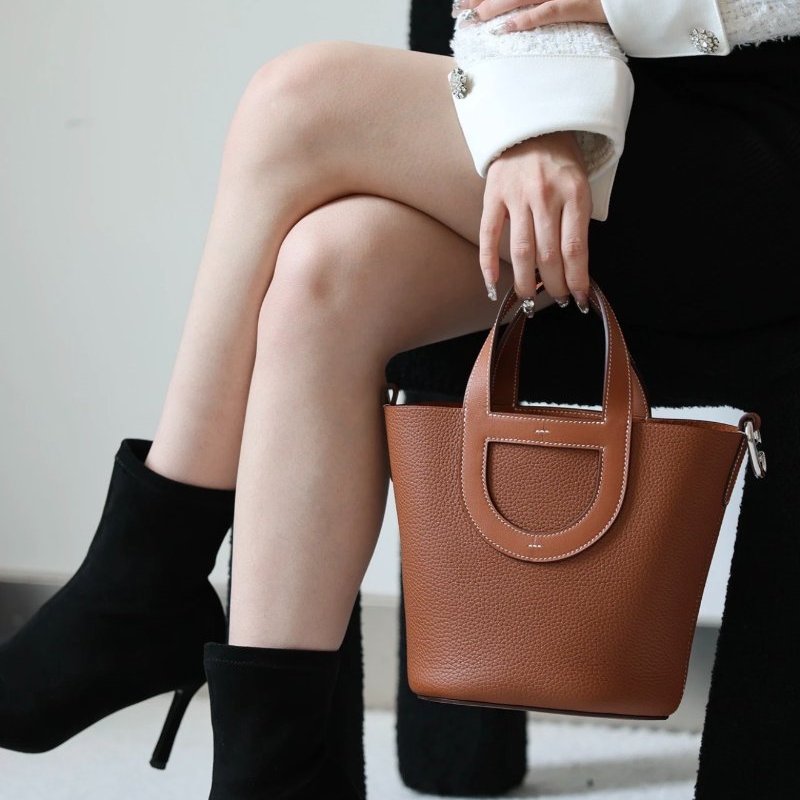 HERMES 金棕金in the loop18豬鼻子菜籃子手提包18*19.5*12 99新配件塵袋購證-0