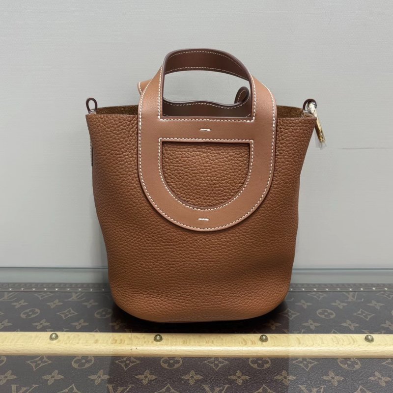 HERMES 金棕金in the loop18豬鼻子菜籃子手提包18*19.5*12 99新配件塵袋購證-6