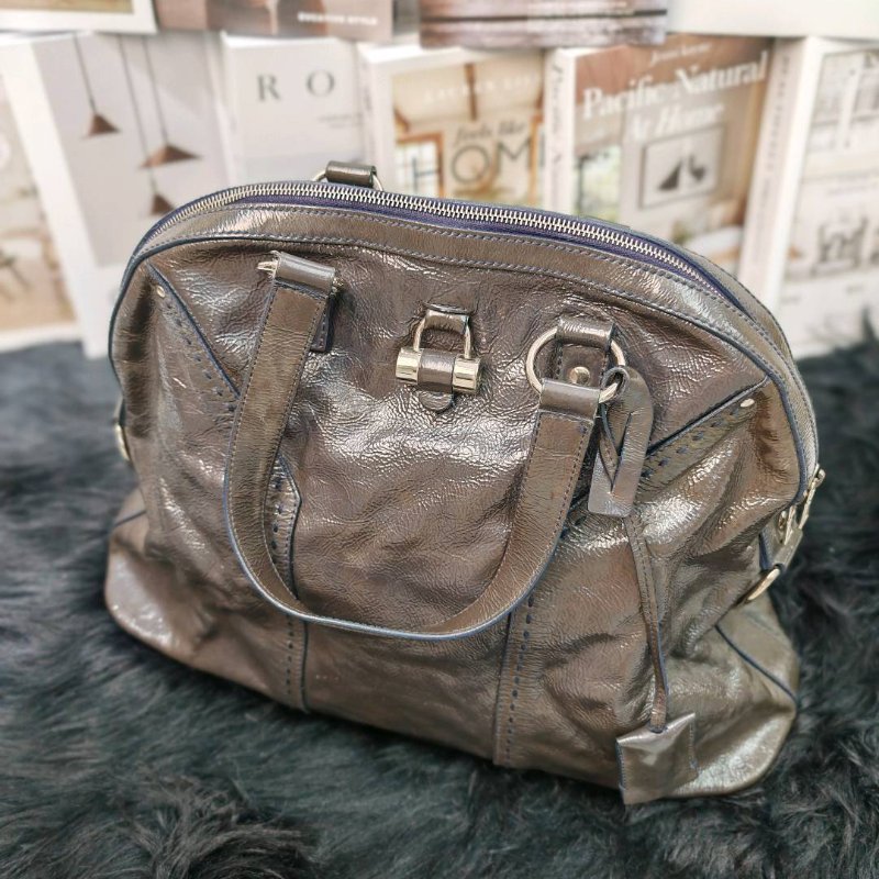 YSL Muse 黑色 漆皮 中號-0