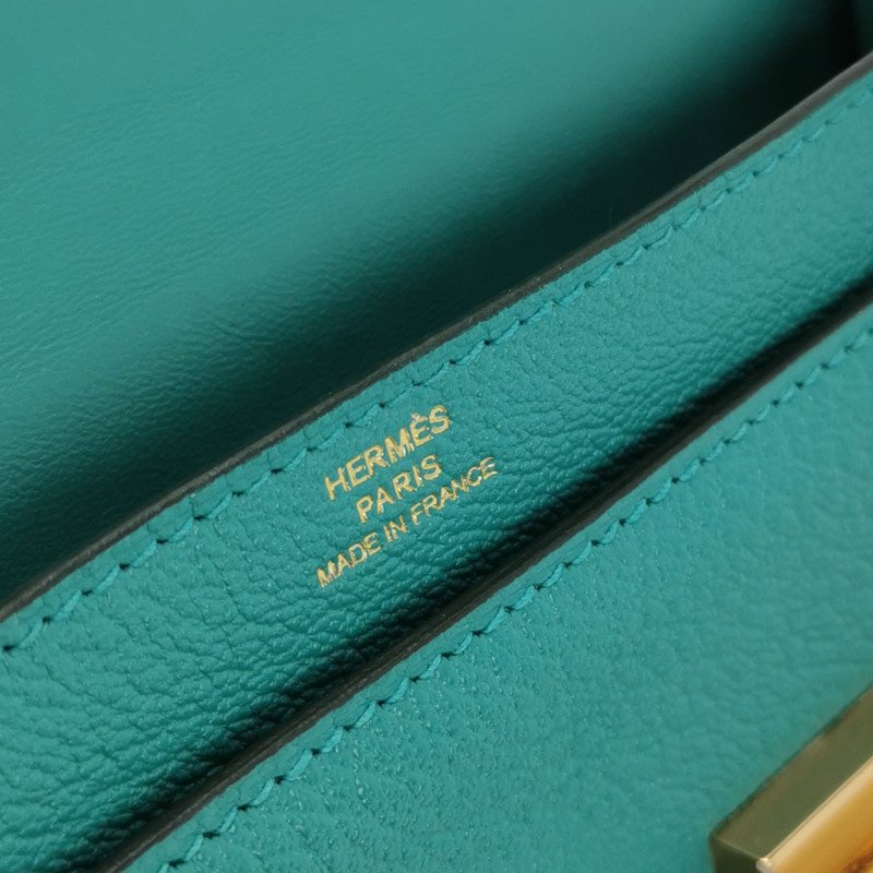 Hermes Verrou迷你插銷式鎖扣單肩包ChevreMysore山羊皮金扣U1新維羅納綠C刻-7
