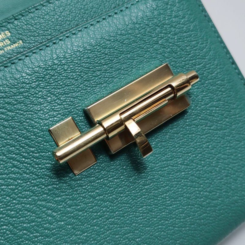 Hermes Verrou迷你插銷式鎖扣單肩包ChevreMysore山羊皮金扣U1新維羅納綠C刻-8