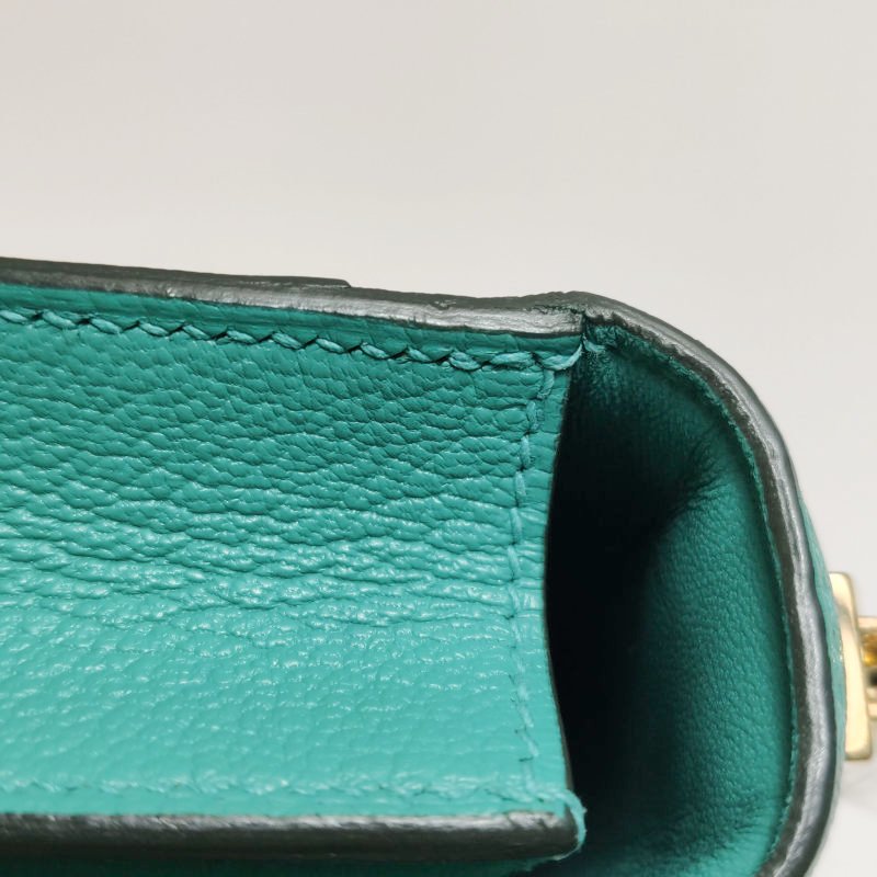 Hermes Verrou迷你插銷式鎖扣單肩包ChevreMysore山羊皮金扣U1新維羅納綠C刻-15