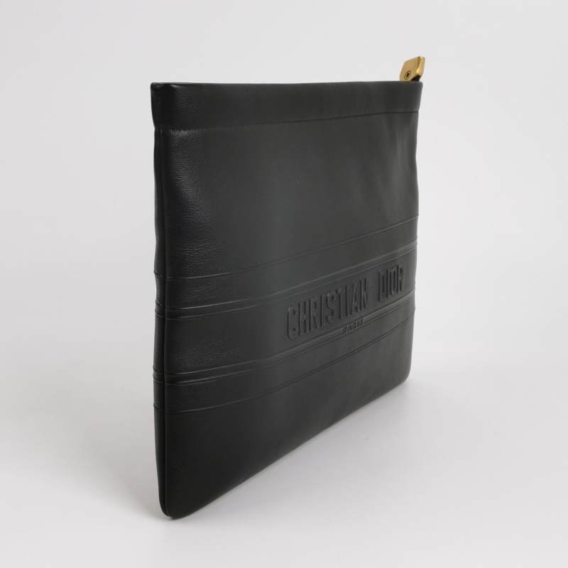 Dior牛皮純色字母logo拉鏈手拿包 9.8新-2