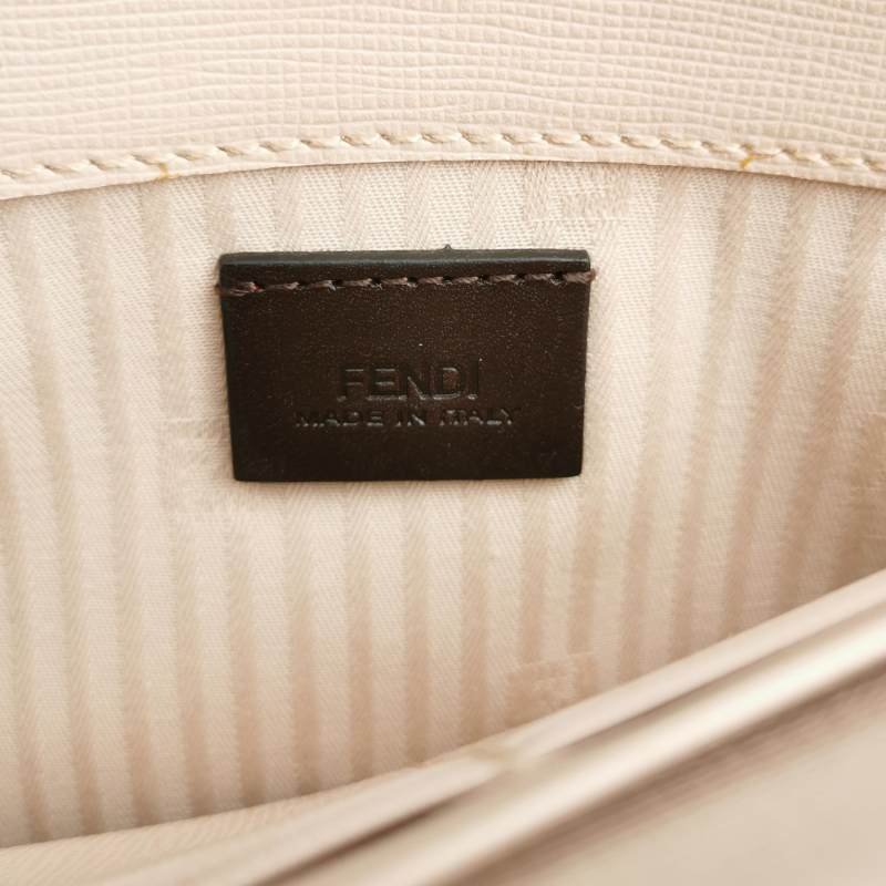 Fendi牛皮拼色金屬字母logo翻蓋手拿包-6