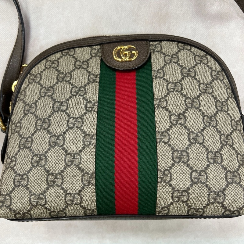 GUCCI 經典雙G老花貝殼包 斜背包-5