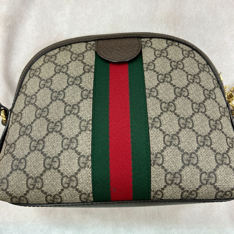 GUCCI 經典雙G老花貝殼包 斜背包-6