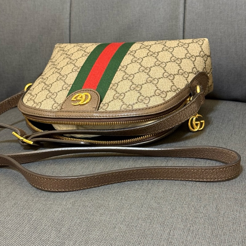GUCCI 經典雙G老花貝殼包 斜背包-18