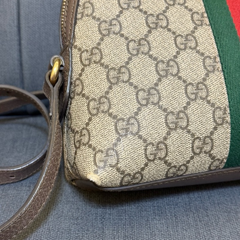 GUCCI 經典雙G老花貝殼包 斜背包-20