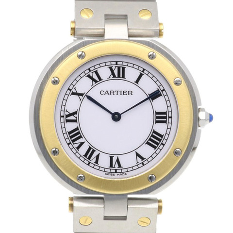 卡地亞 Santos Vendôme 女士腕錶，不鏽鋼材質，型號 8191，石英機芯，翻新，二手，羅馬數位時標