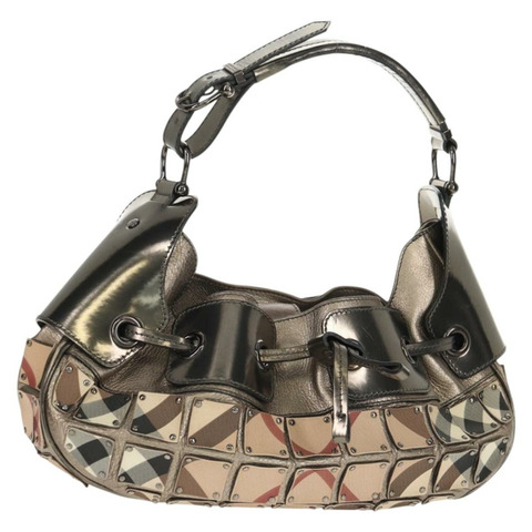 BURBERRY Nova 格紋肩背包 PVC 米色 正品 148649V