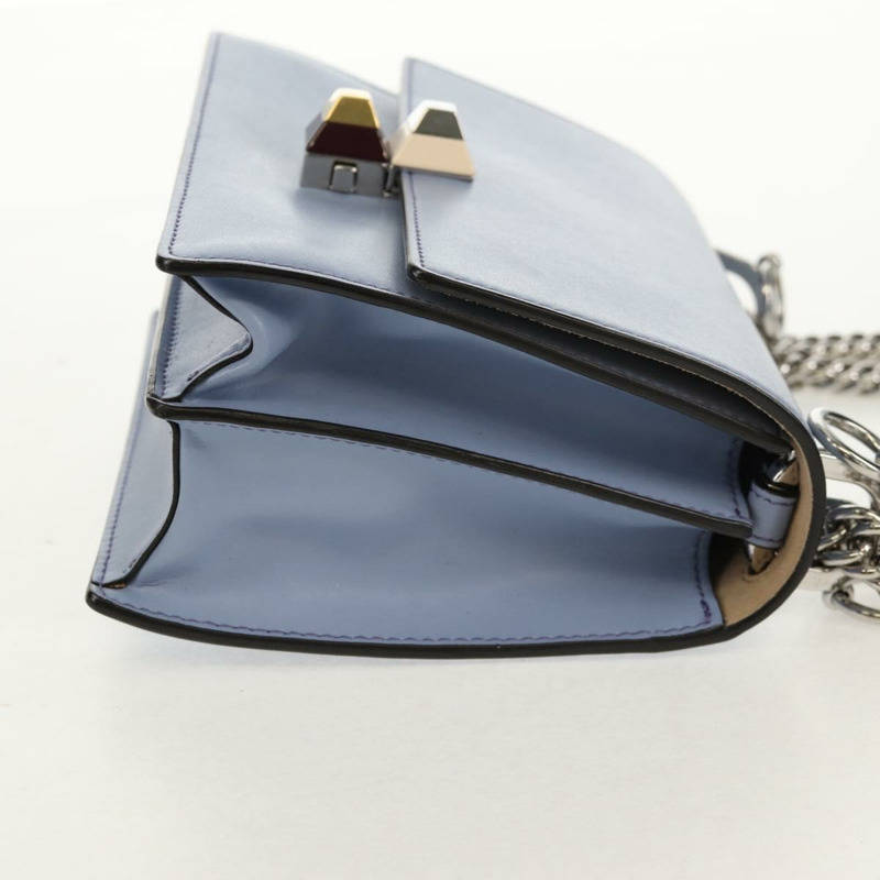 【日本直送】FENDI Cany 小號單肩包 皮革 淺藍色 銀色 8M0381 正品 153743V-4
