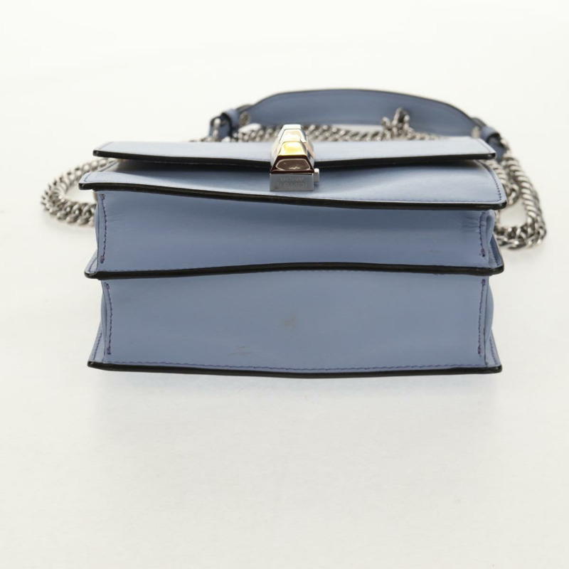 【日本直送】FENDI Cany 小號單肩包 皮革 淺藍色 銀色 8M0381 正品 153743V-5