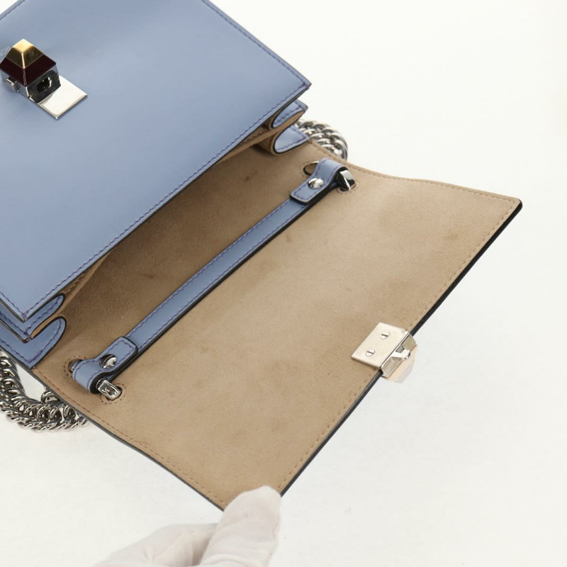 【日本直送】FENDI Cany 小號單肩包 皮革 淺藍色 銀色 8M0381 正品 153743V-8