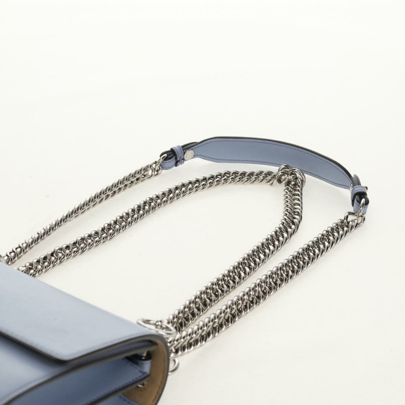 【日本直送】FENDI Cany 小號單肩包 皮革 淺藍色 銀色 8M0381 正品 153743V-16