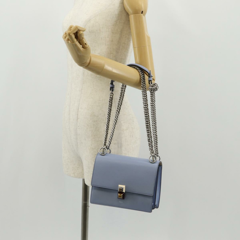 【日本直送】FENDI Cany 小號單肩包 皮革 淺藍色 銀色 8M0381 正品 153743V-29