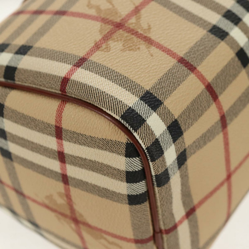 【日本直送】BURBERRY Nova 格紋波士頓包 PVC 皮革 米色 金色 正品 156880V-7