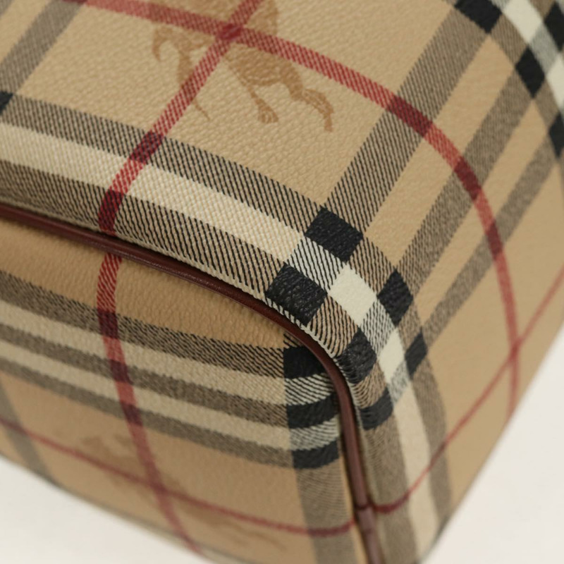 【日本直送】BURBERRY Nova 格紋波士頓包 PVC 皮革 米色 金色 正品 156880V-15