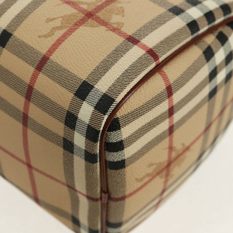 【日本直送】BURBERRY Nova 格紋波士頓包 PVC 皮革 米色 金色 正品 156880V-16