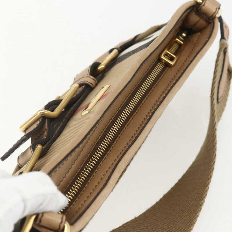 【日本直送】BURBERRY Nova 格紋帆布單肩包 米色 金色 正品 156881V-5