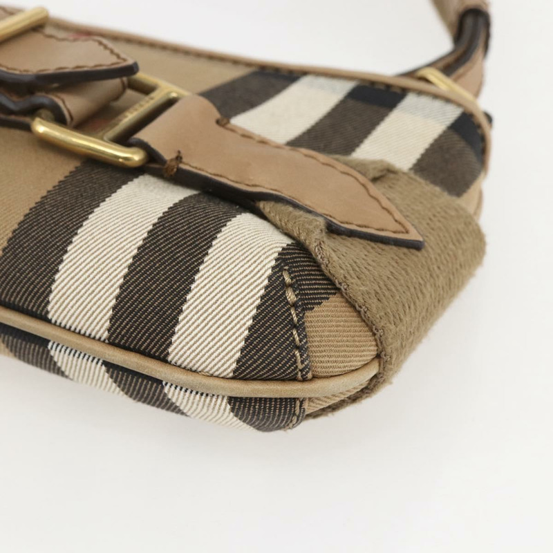 【日本直送】BURBERRY Nova 格紋帆布單肩包 米色 金色 正品 156881V-8