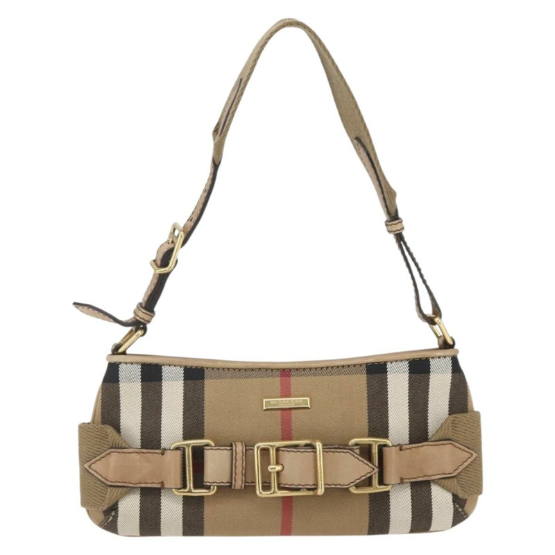 【日本直送】BURBERRY Nova 格紋帆布單肩包 米色 金色 正品 156881V-12