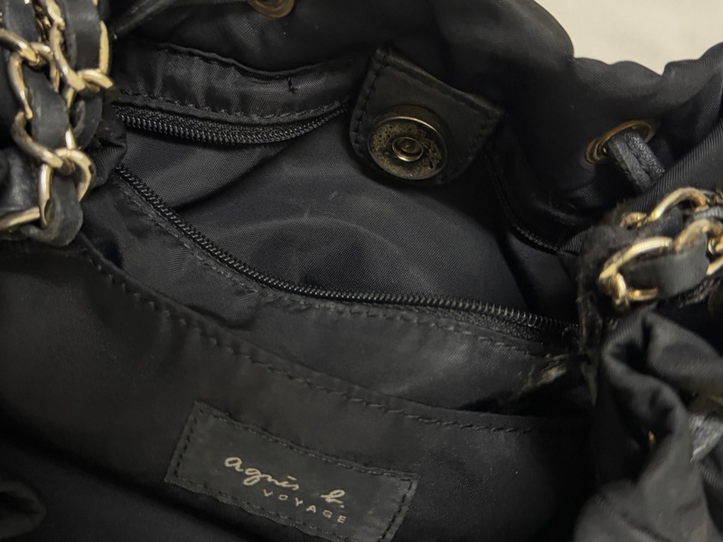 agnes b 鏈條尼龍水餃包肩背包側背包-4