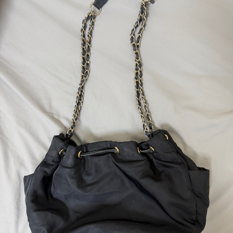 agnes b 鏈條尼龍水餃包肩背包側背包-5