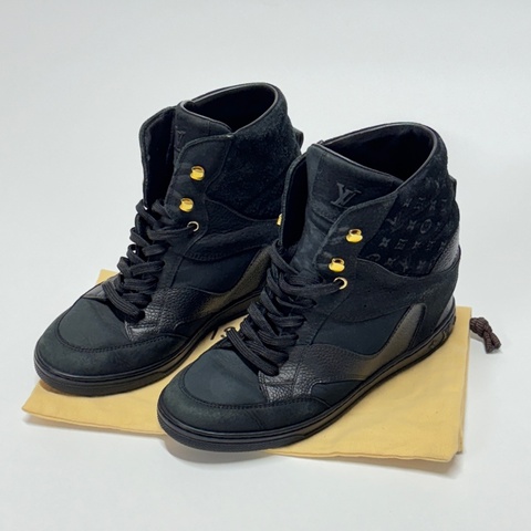 【甜甜價😻】 LV 黑老花 高筒平底運動鞋 專櫃32000！