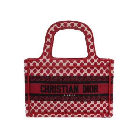 Dior BookTote迷你帆布Polka Dots圖案手提包