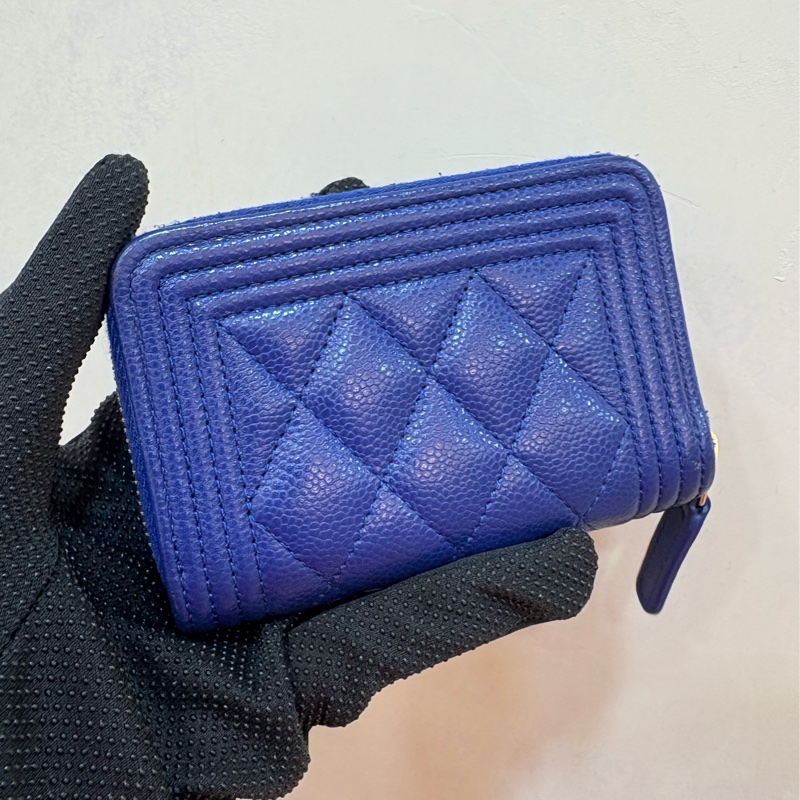 香奈兒 chanel boy 藍紫色拉鍊零錢包-1