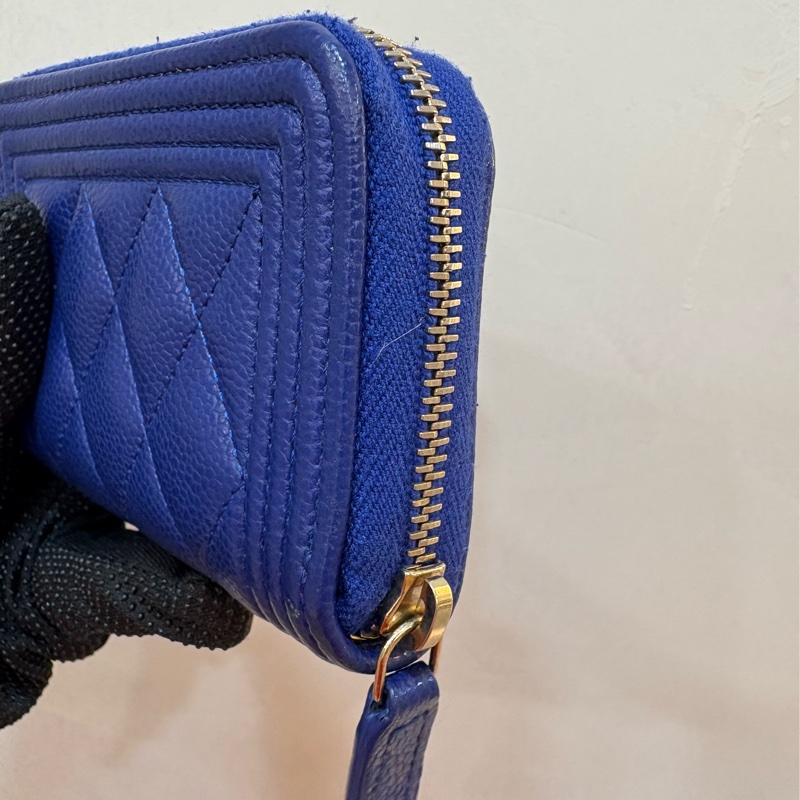 香奈兒 chanel boy 藍紫色拉鍊零錢包-2