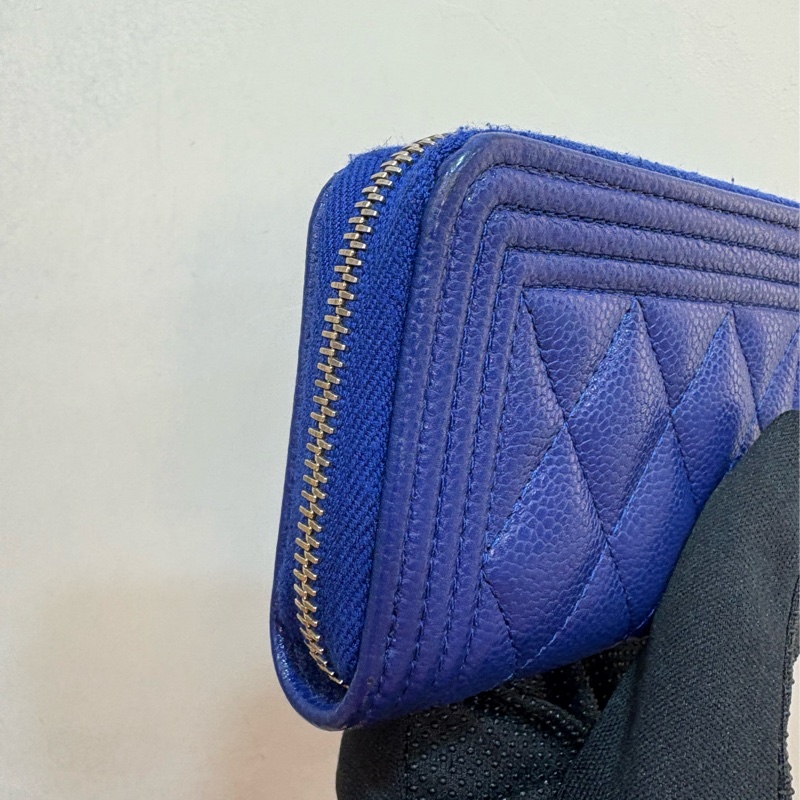 香奈兒 chanel boy 藍紫色拉鍊零錢包-3