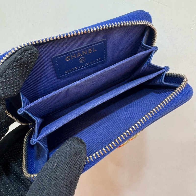 香奈兒 chanel boy 藍紫色拉鍊零錢包-4