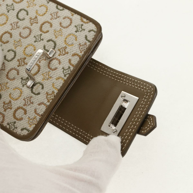 【日本直送】CELINE C Macadam 帆布雙折皮夾 綠色 正品 153720V-7