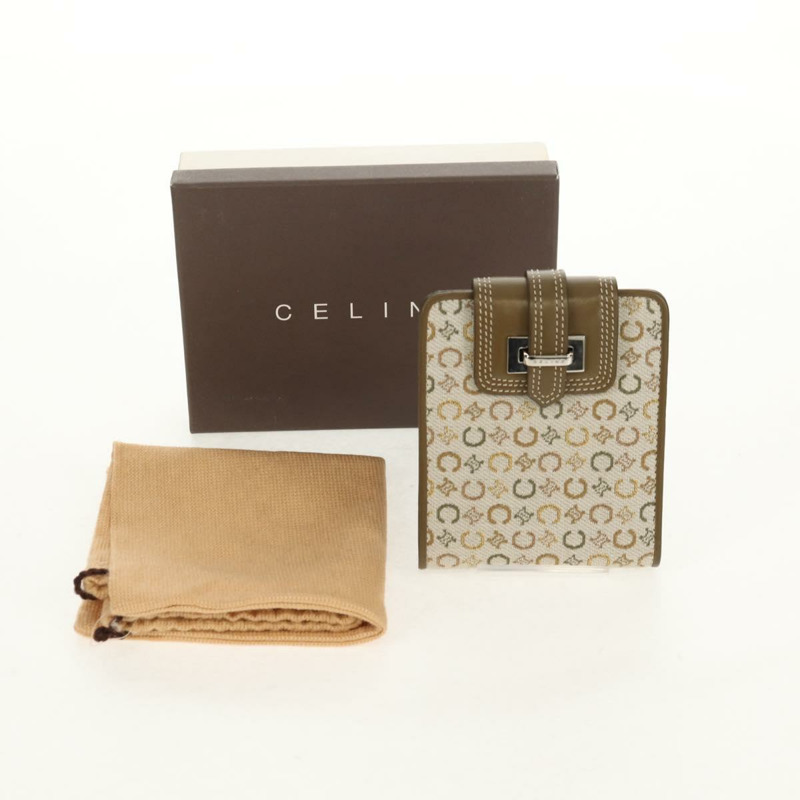 【日本直送】CELINE C Macadam 帆布雙折皮夾 綠色 正品 153720V-11