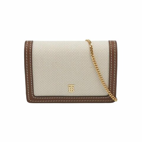 Burberry TB牛皮帆布拼色TB標識斜挎包單肩包