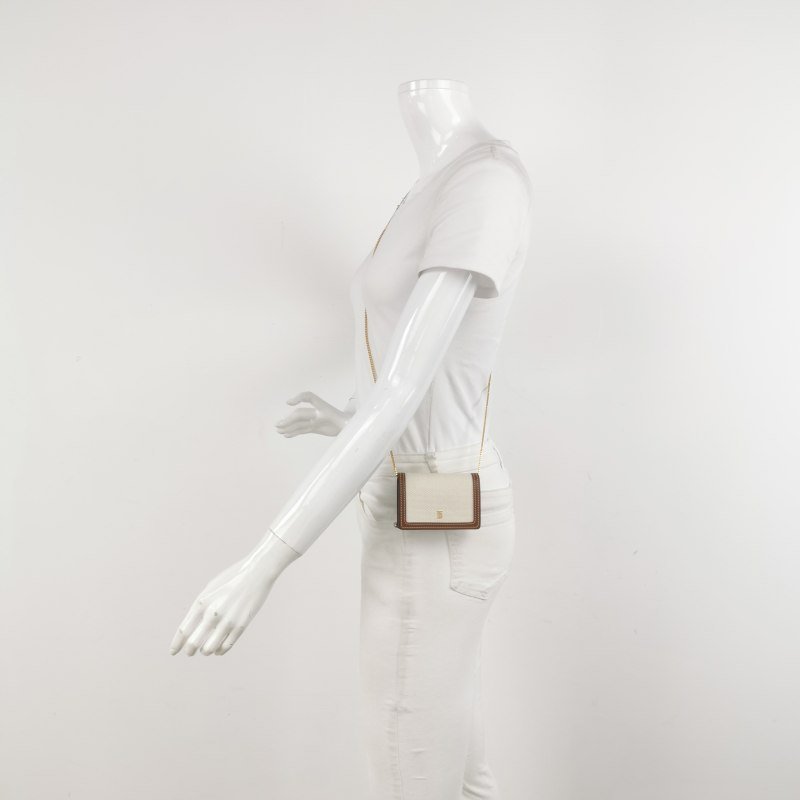 Burberry TB牛皮帆布拼色TB標識斜挎包單肩包-1