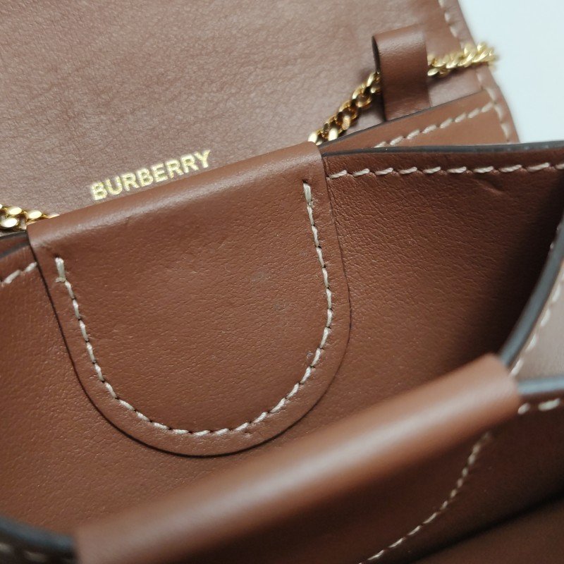 Burberry TB牛皮帆布拼色TB標識斜挎包單肩包-10