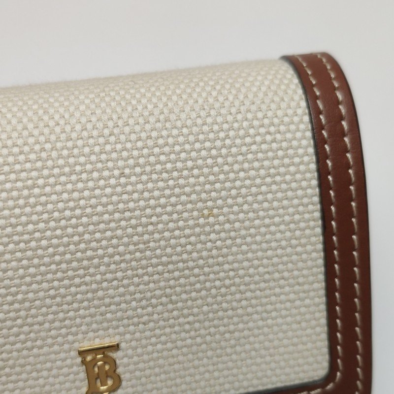 Burberry TB牛皮帆布拼色TB標識斜挎包單肩包-13