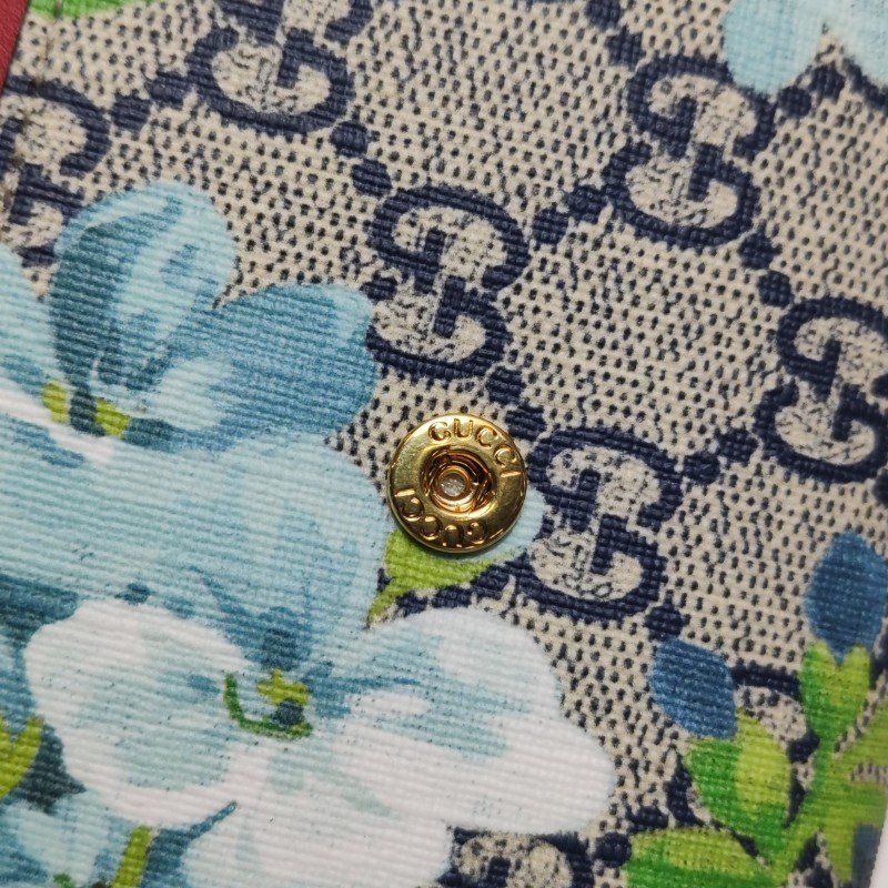 Gucci GG Blooms牛皮雙G老花天竺葵印花手拿包-7