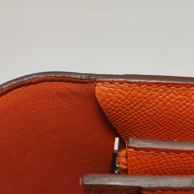 Hermes Constance康康大號字母H扣錢包Epsom牛皮銀扣9T火焰橘T刻-17